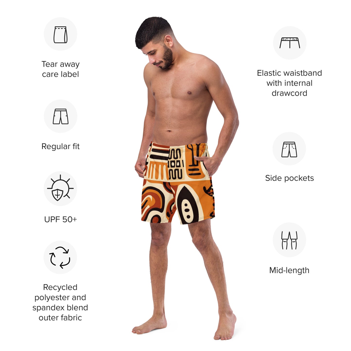 African print Men's swim trunks