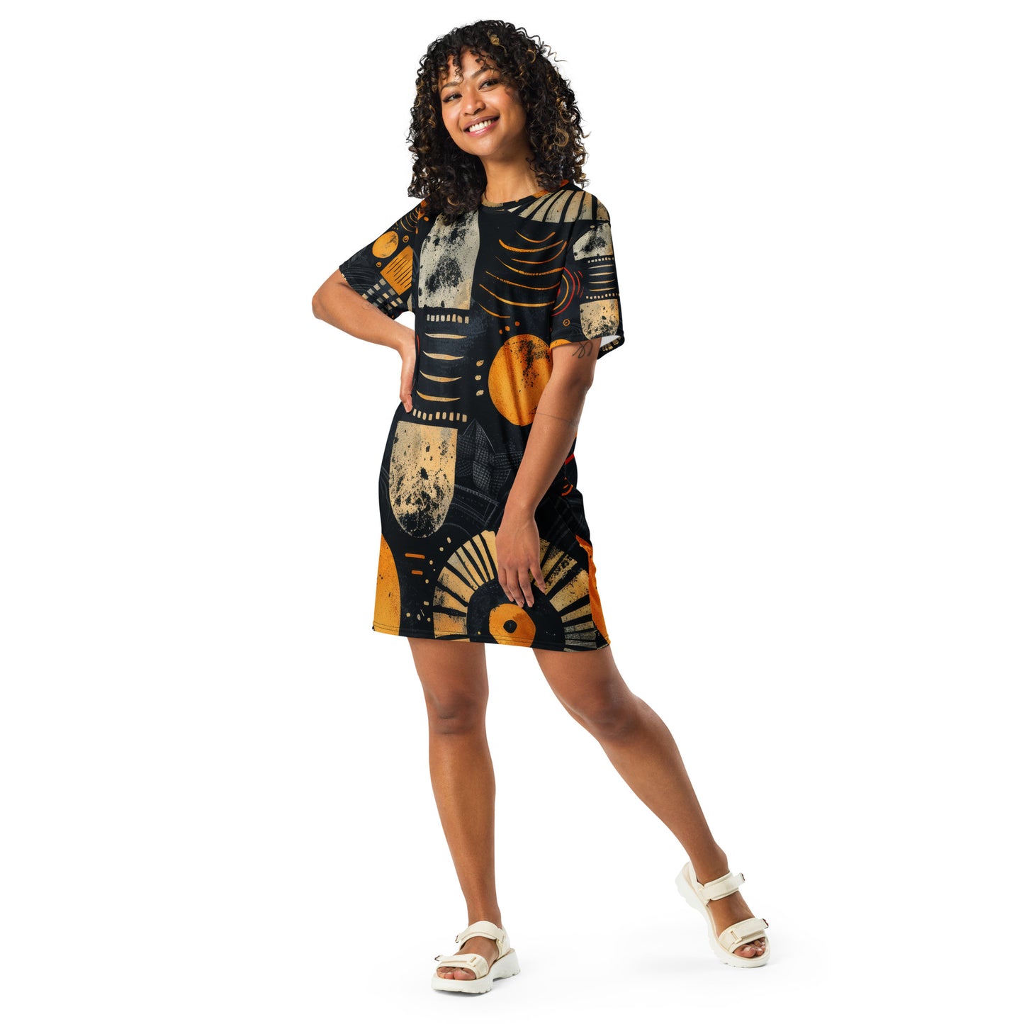 African print T-shirt dress