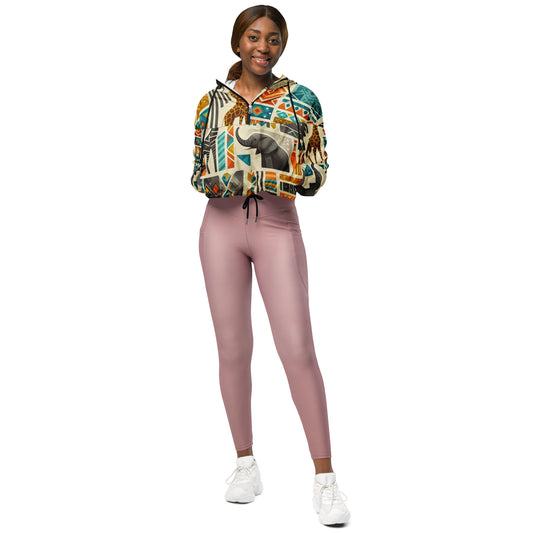 African print women’s cropped windbreaker