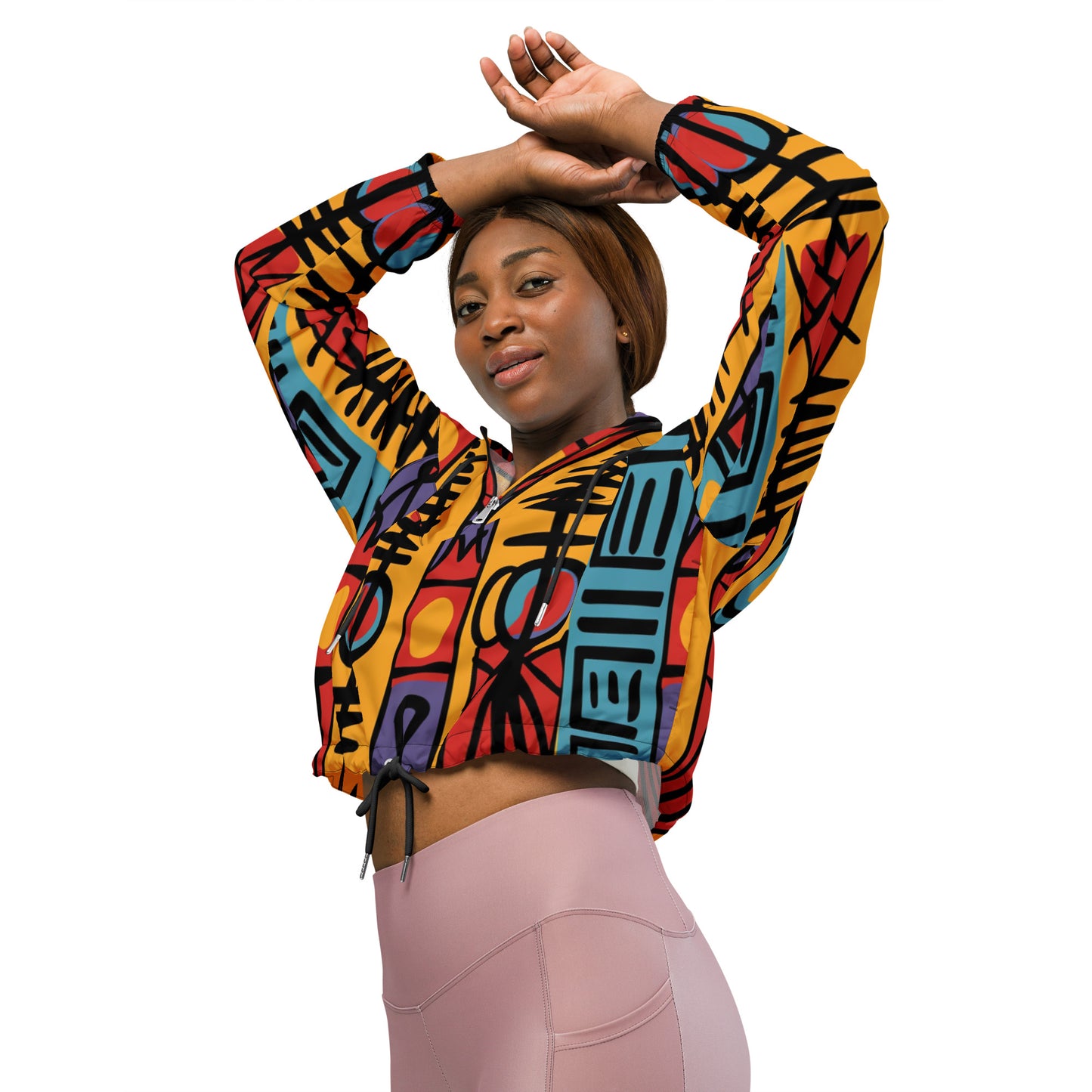 African print women’s cropped windbreaker