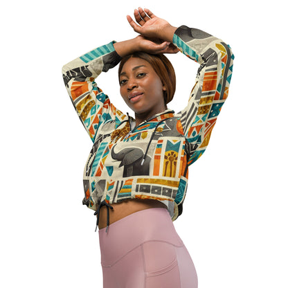 African print women’s cropped windbreaker