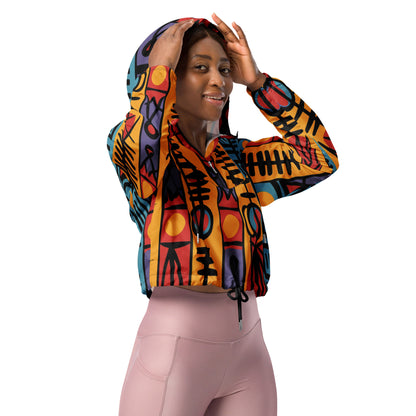 African print women’s cropped windbreaker