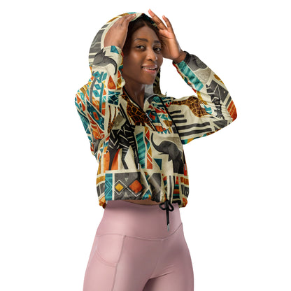 African print women’s cropped windbreaker