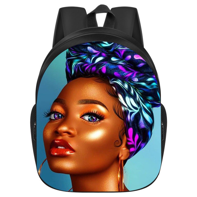 African girl school backpack