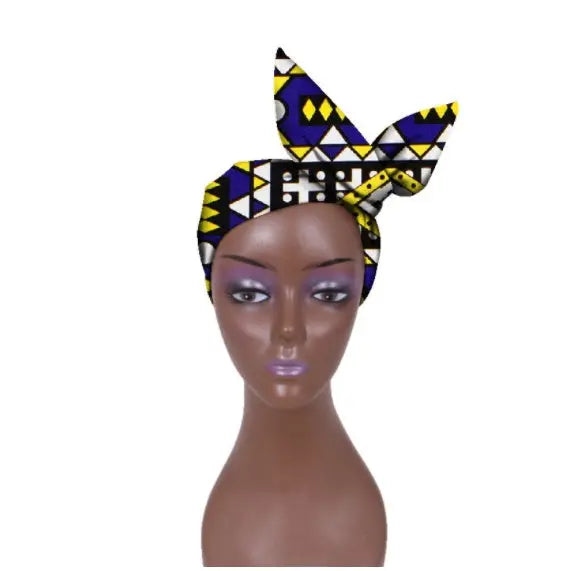 African Women Wax Cloth Cotton Turban Funky African