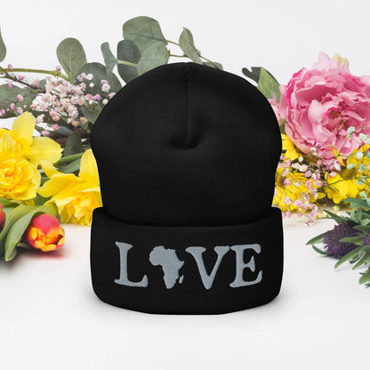 3D Embroidered love Cuffed Beanie Funky African