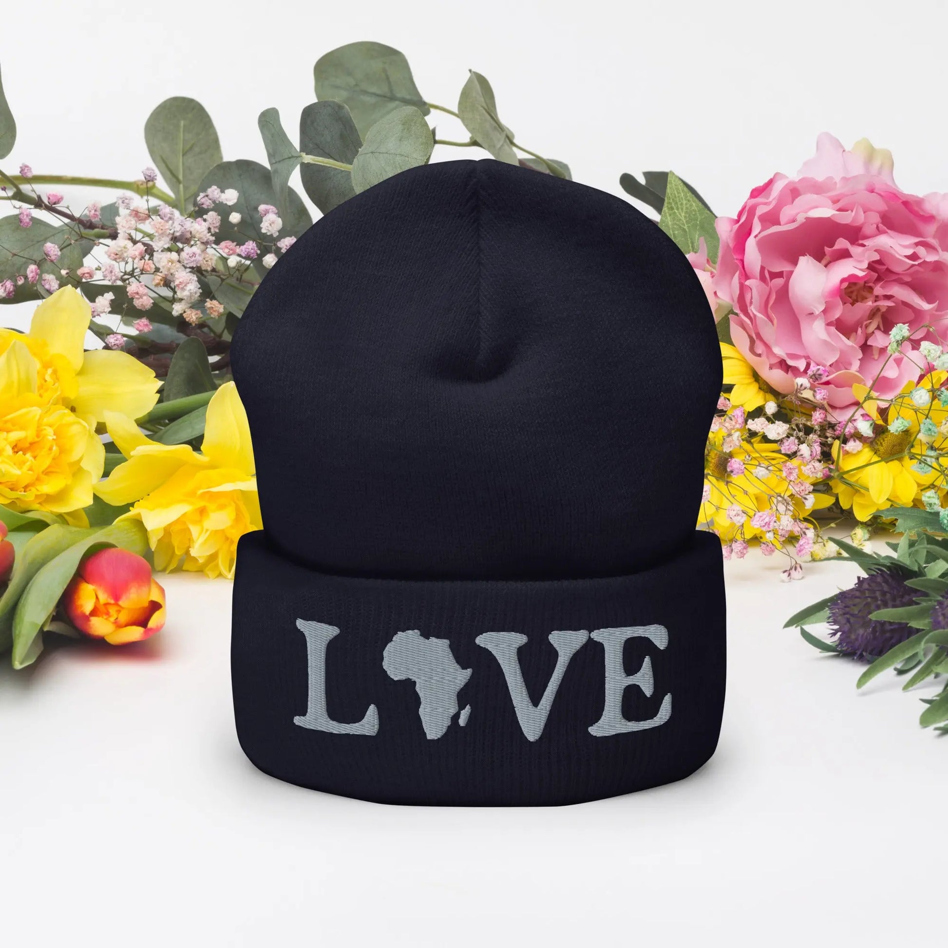 3D Embroidered love Cuffed Beanie Funky African