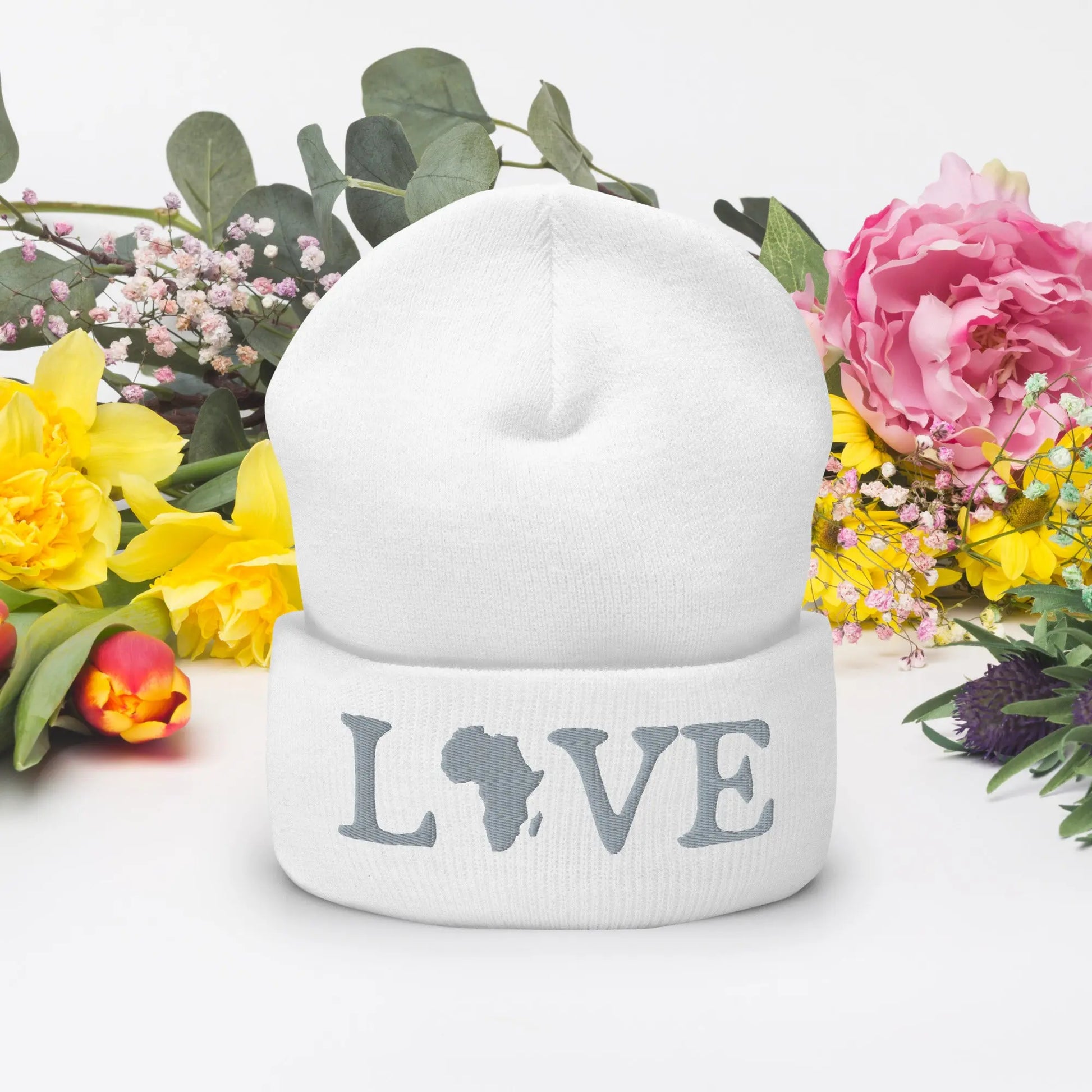 3D Embroidered love Cuffed Beanie Funky African