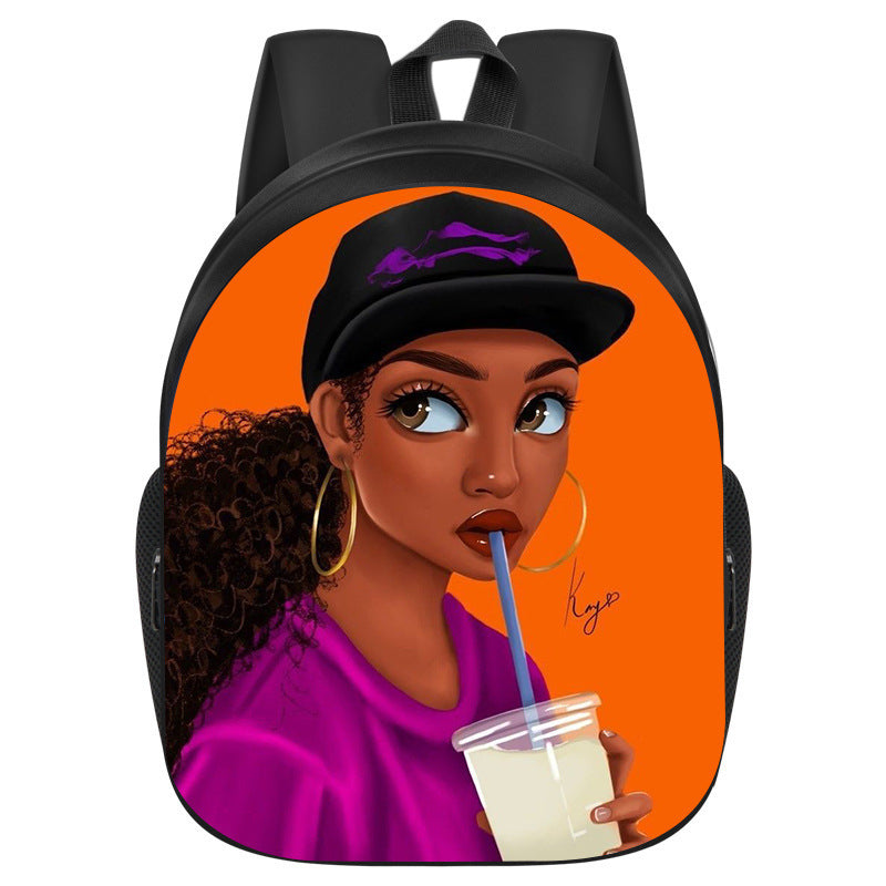 African girl school backpack