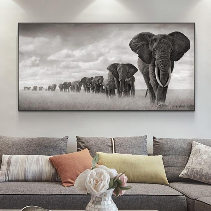 Canvas African elephant artwork