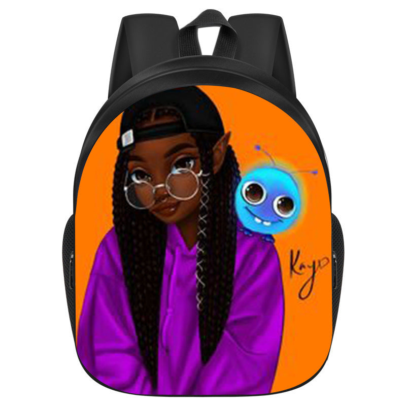 African girl school backpack