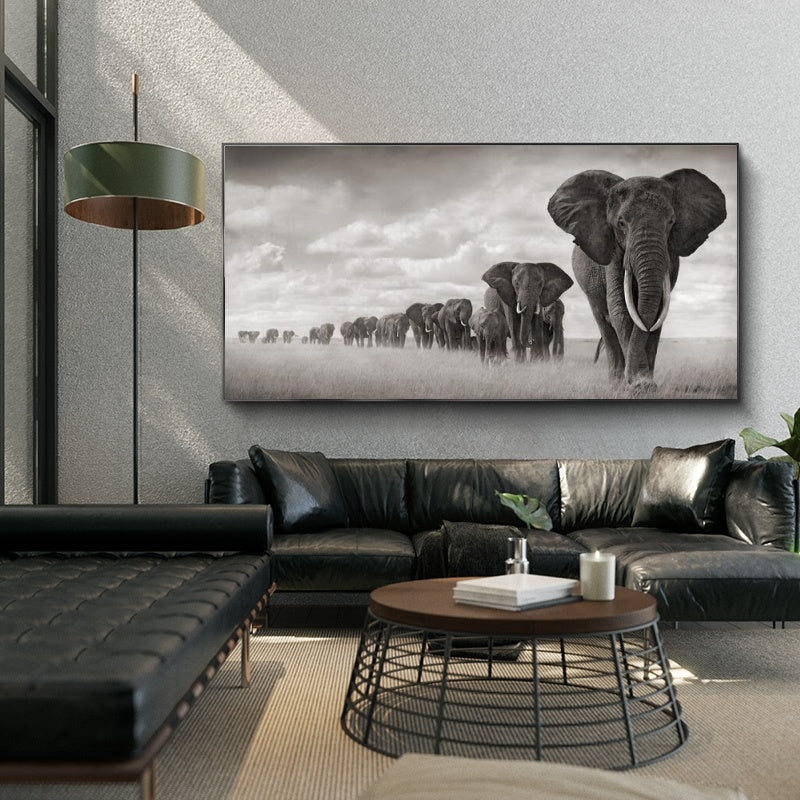 Canvas African elephant artwork