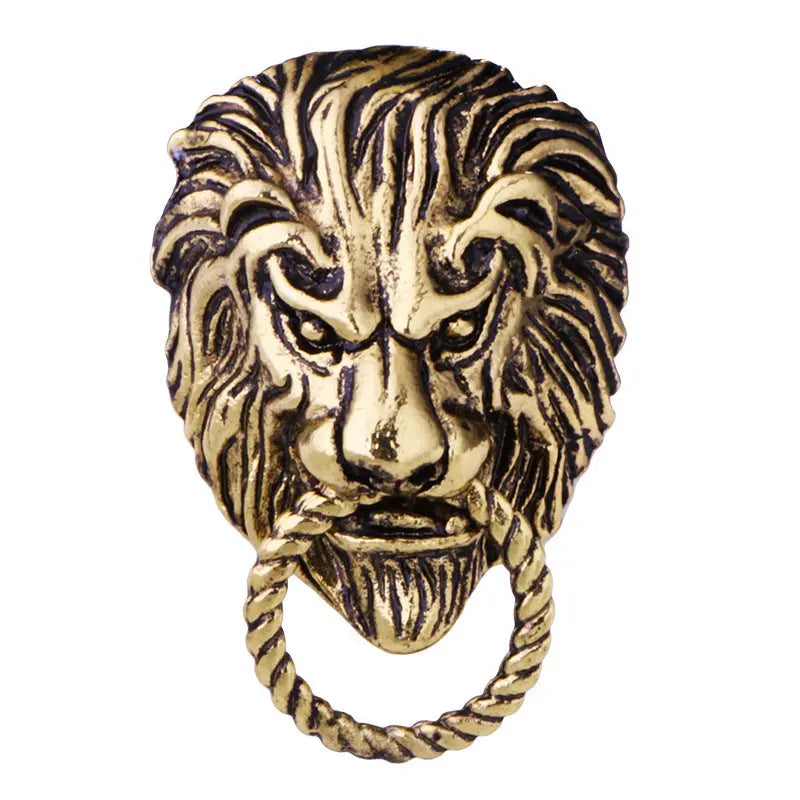 Vintage African Prairie Lion King Brooch Men's Suit Ornament Funky African