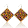 African Wooden Bohemian Square Earrings Funky African