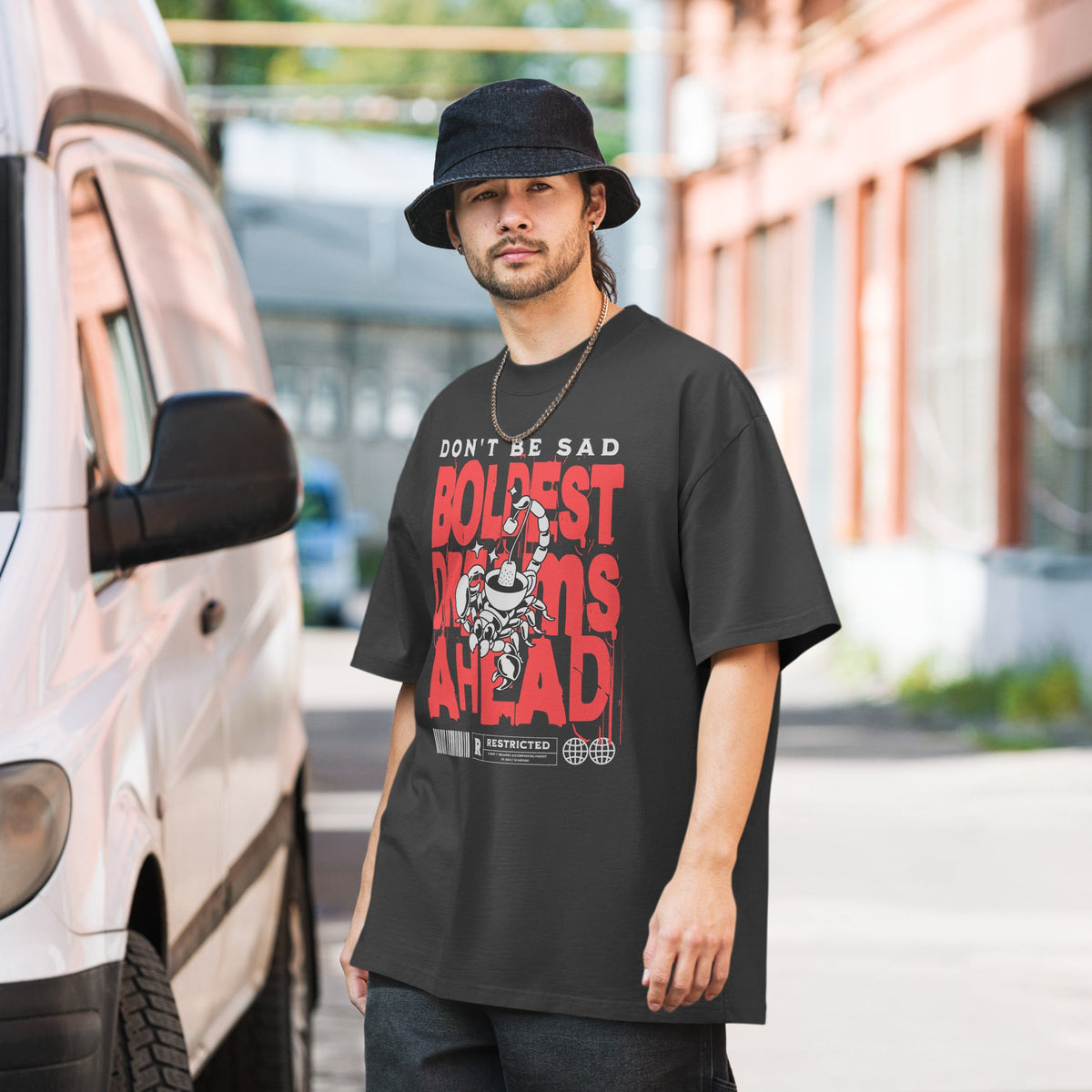 Don't be sad oversized faded tee Funky African