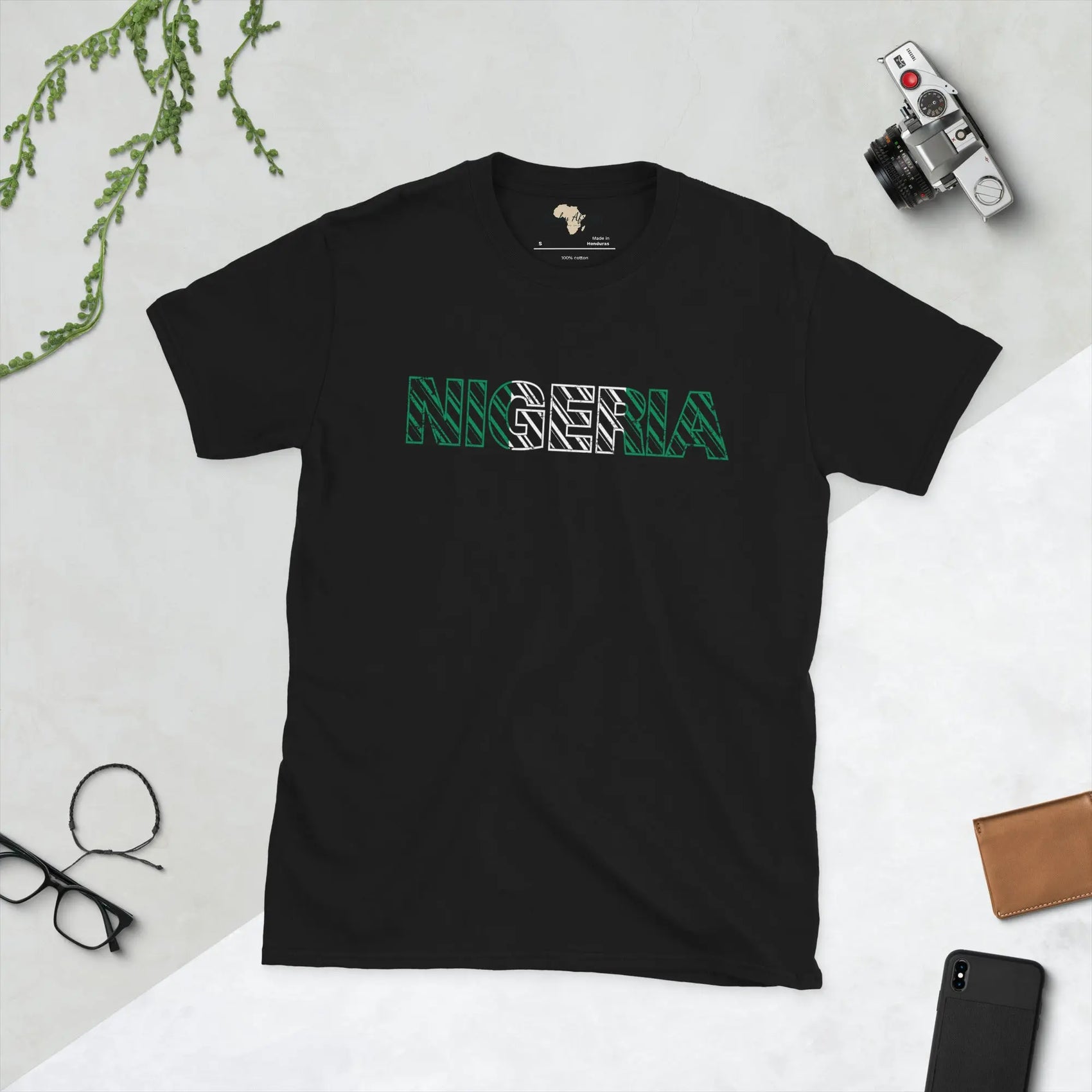 Nigerian flag text Short-Sleeve Unisex T-Shirt Funky African