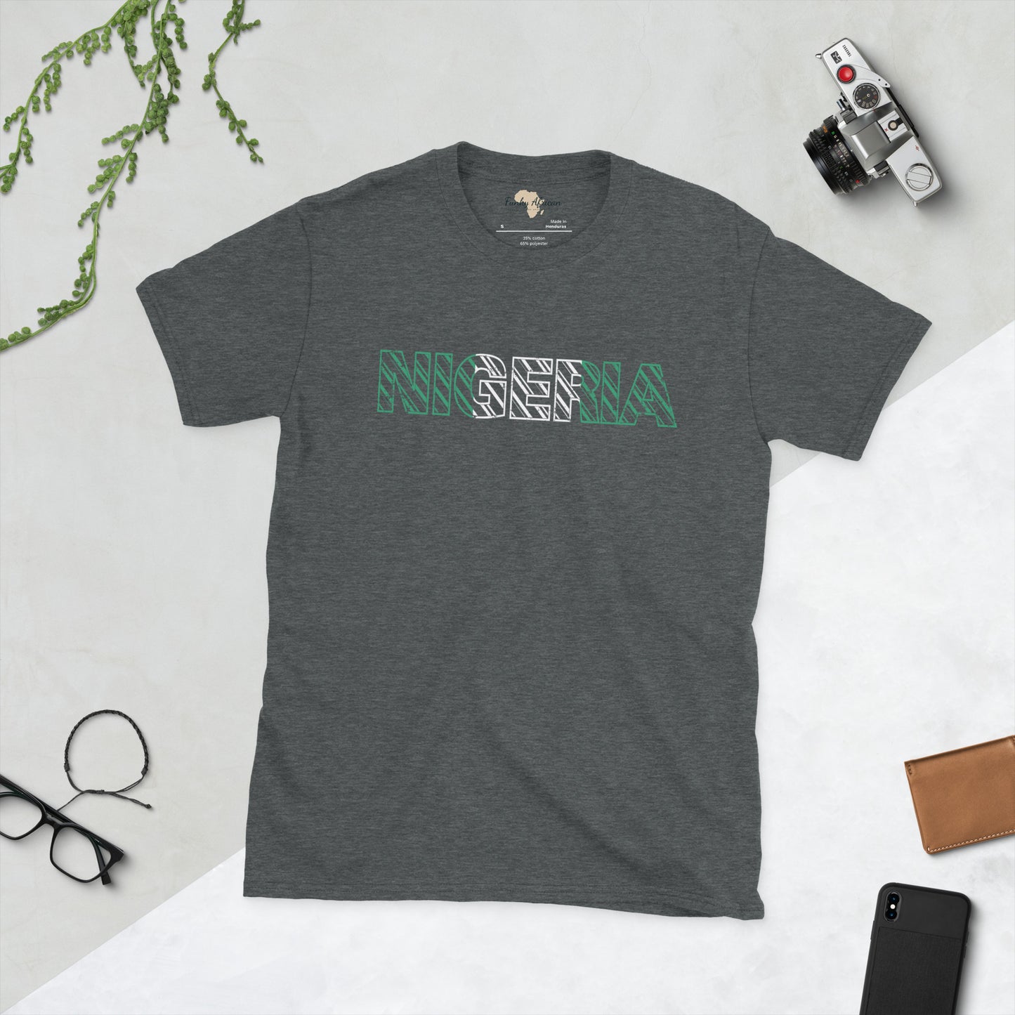 Nigerian flag text Short-Sleeve Unisex T-Shirt