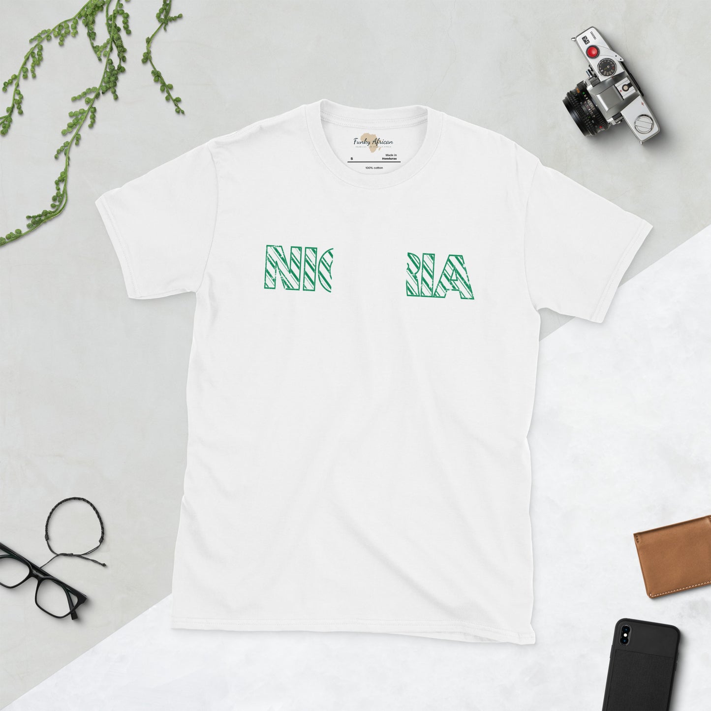 Nigerian flag text Short-Sleeve Unisex T-Shirt