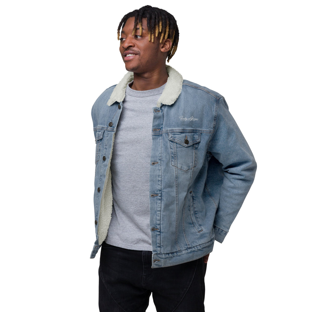 Gye Nyame Unisex denim sherpa jacket Funky African