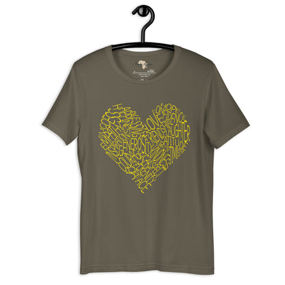 Typography heart with positive words unisex tee