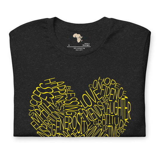 Typography heart with positive words unisex tee Funky African