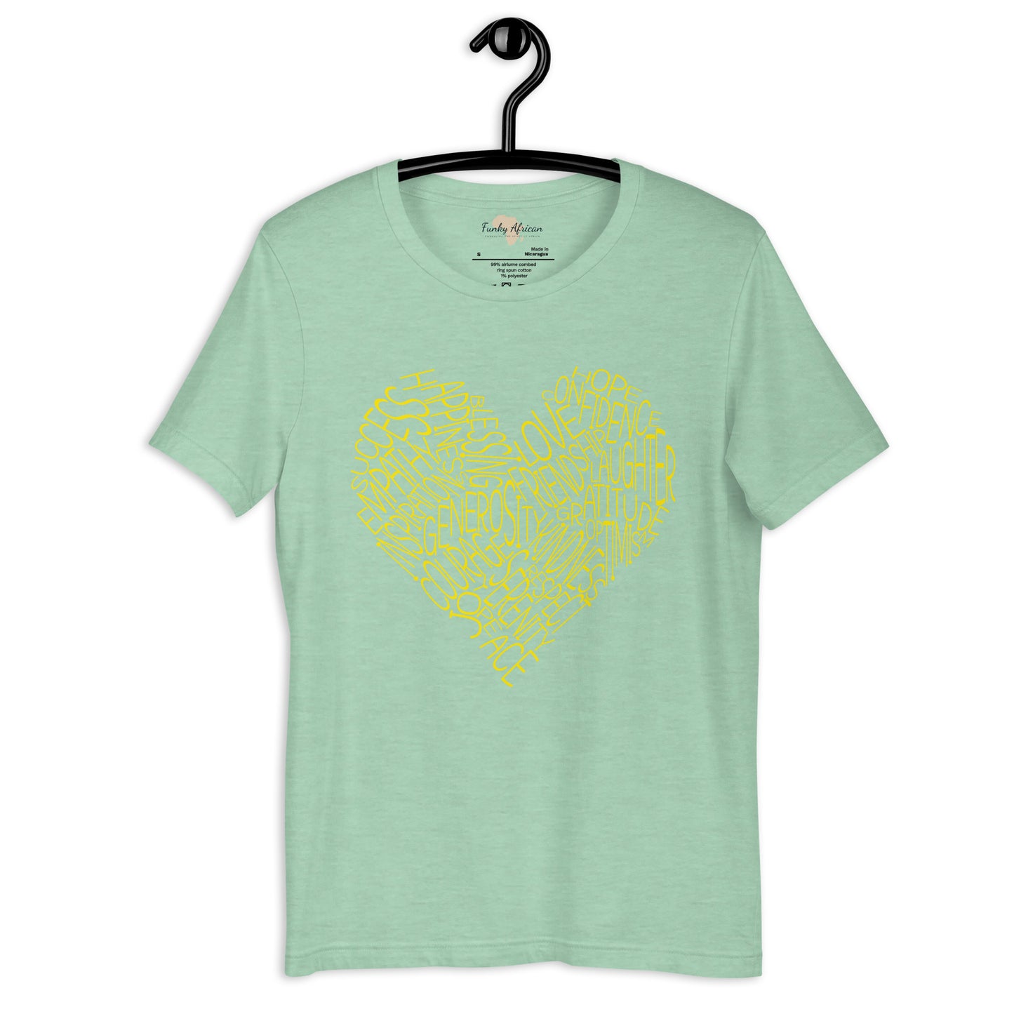 Typography heart with positive words unisex tee