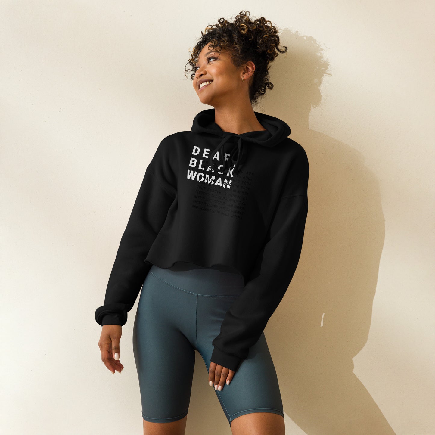 Dear black woman crop hoodie - astonishing