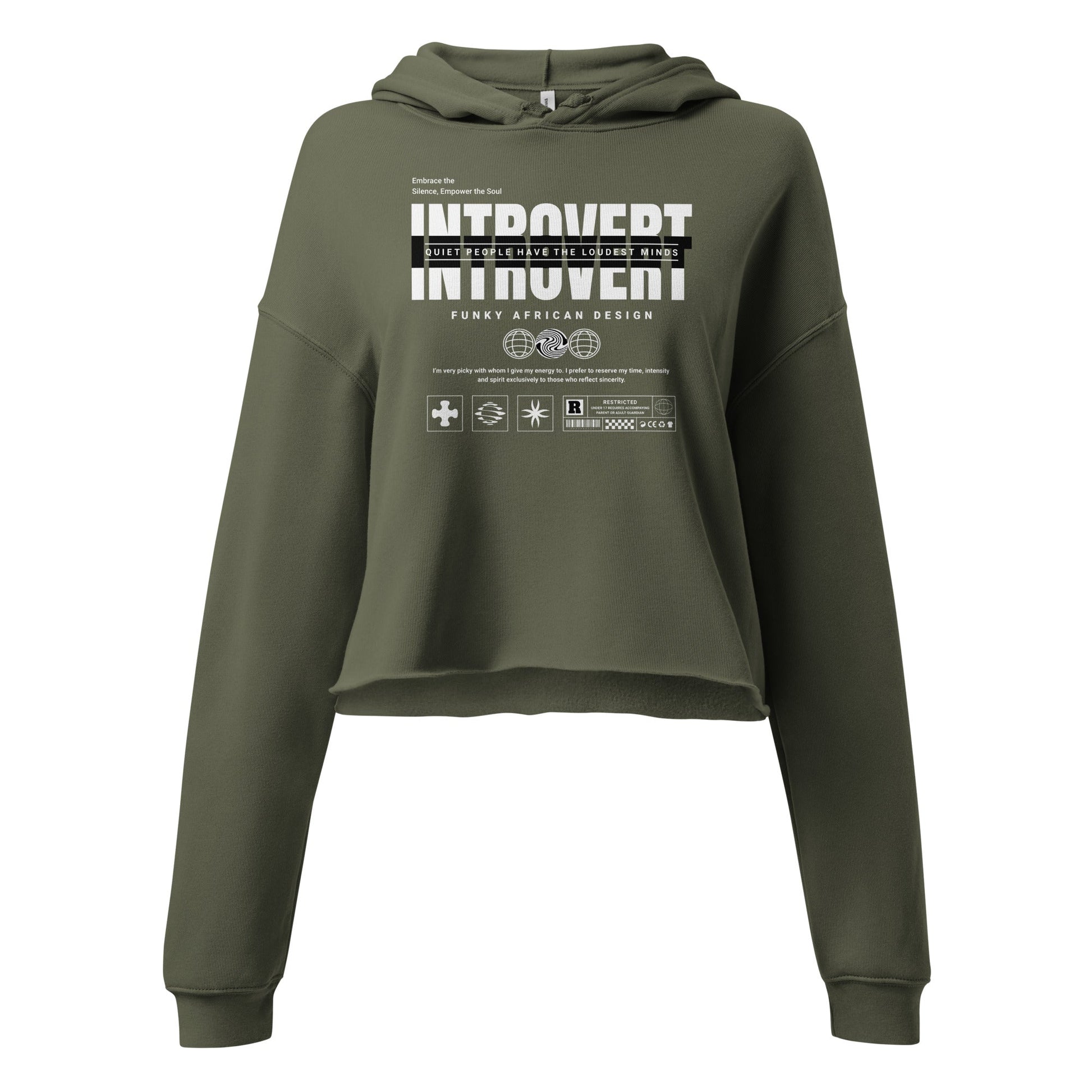 Introvert Crop Hoodie Funky African