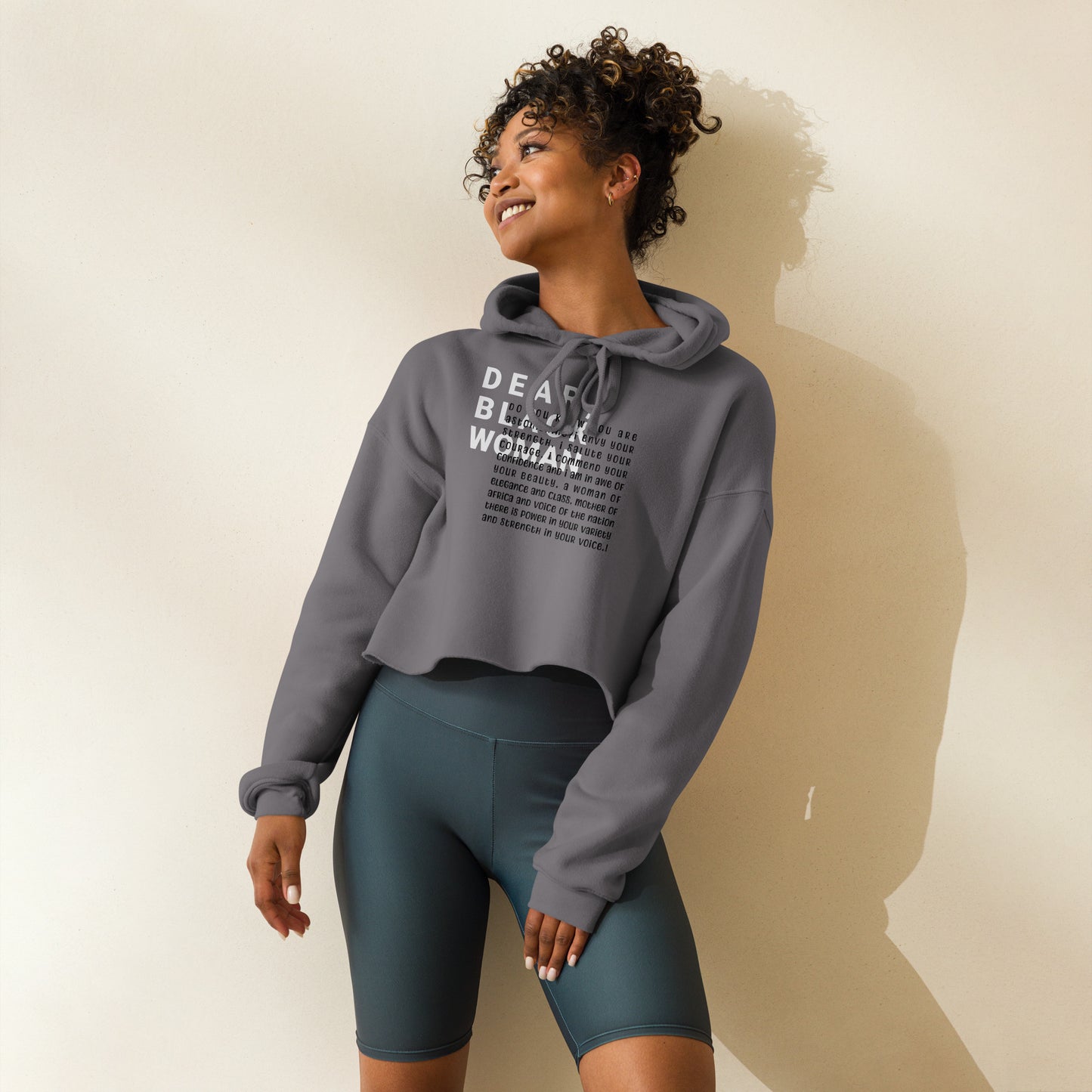 Dear black woman crop hoodie - astonishing