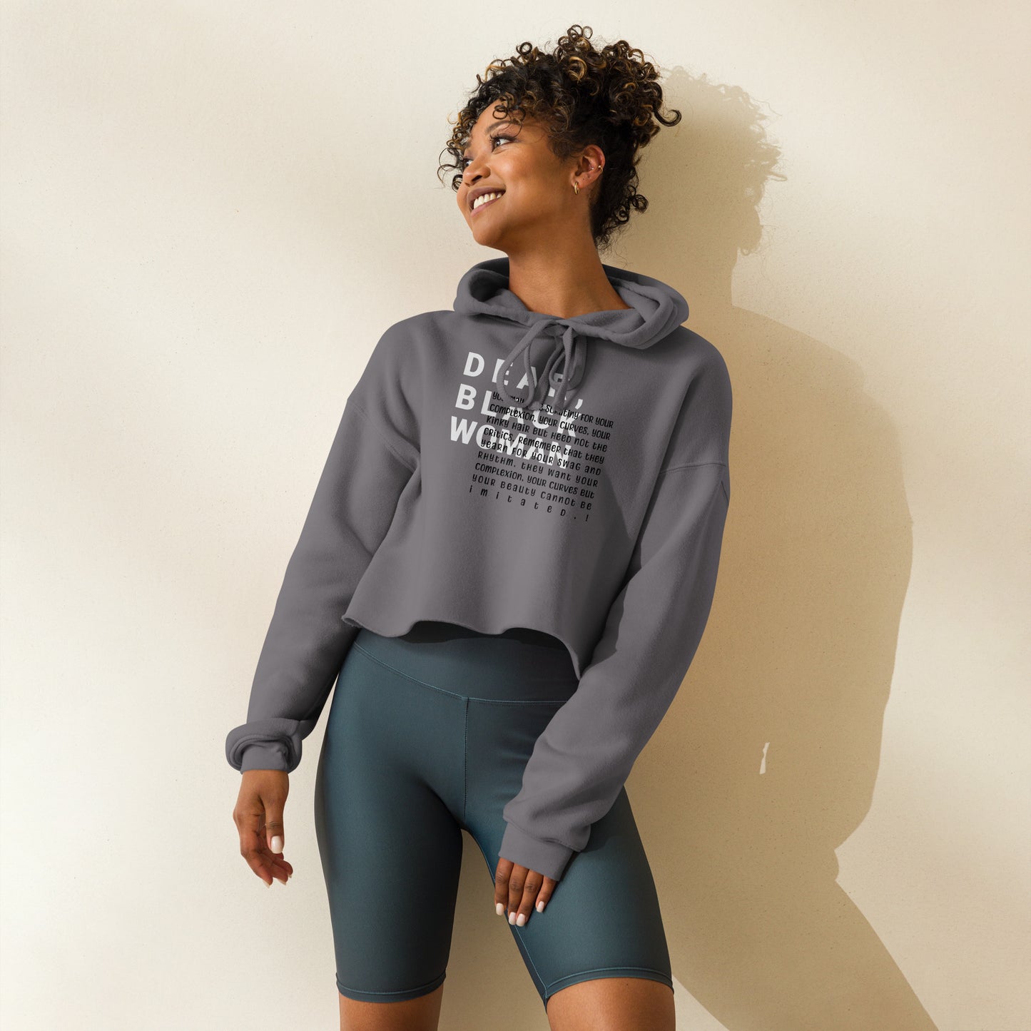 Dear black woman crop hoodie - you face scrutiny